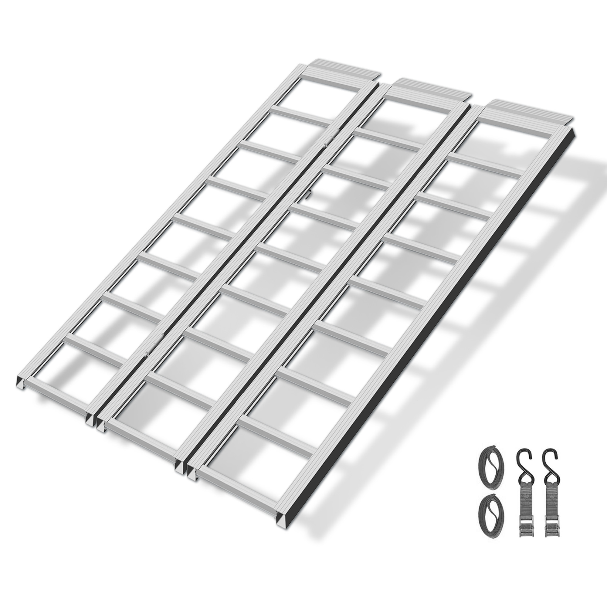 Rockland Trifold Aluminum Ramp - 84in. x 55in., 1500-Lb. Capacity, Non-Slip Surface